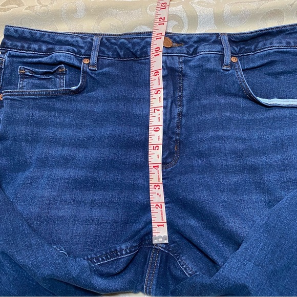 LOFT Women's Sz 16 Slim Pockets Blue Jeans Denim Raw Hem So Comfy! - Picture 7 of 12